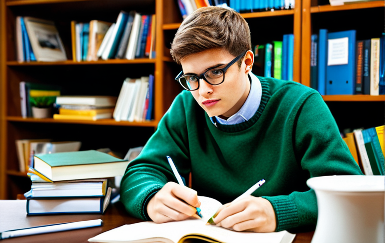 Studying for the Exam**

"A focused student at a desk covered with textbooks and notes related to sports management. They are wearing a modest sweater and glasses, highlighting their dedication to study. The background shows a well-lit, organized study room with bookshelves. Safe for work, appropriate content, fully clothed, professional, perfect anatomy, natural proportions, high quality, family-friendly."

**
