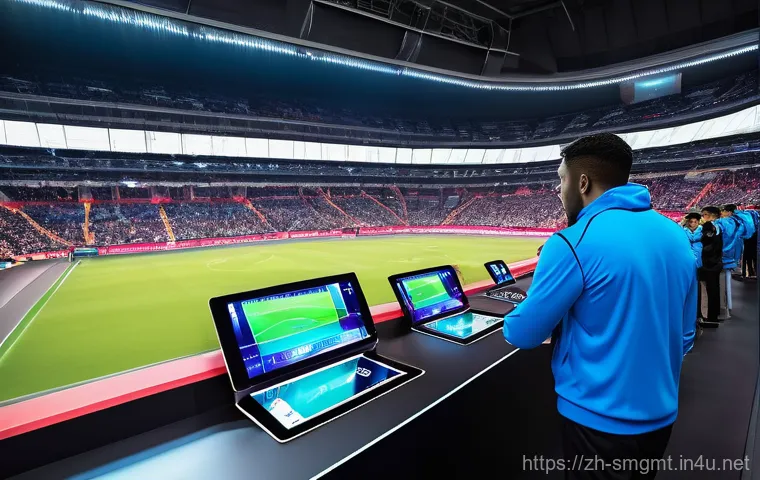 스포츠경영관리사와 e스포츠 산업 - **Prompt for Smart Stadiums & Data-Driven Sports:**
    "A wide-angle, highly detailed, and futurist...