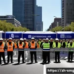 스포츠경영관리사와 스포츠 코칭 철학 - A large-scale marathon event scene in a bustling modern city during daytime, showing detailed planni...