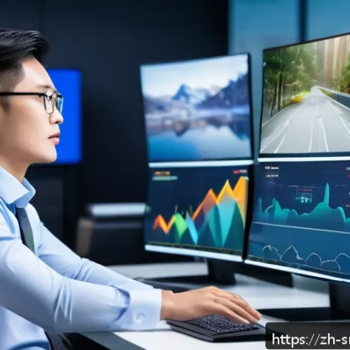스포츠경영관리사 경력 전환 사례 - A modern sports management professional in a sleek office environment, analyzing dynamic digital cha...