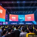 스포츠경영관리사와 스폰서십 ROI 분석 - A dynamic scene of a young, energetic crowd at an esports tournament, featuring a diverse group of s...