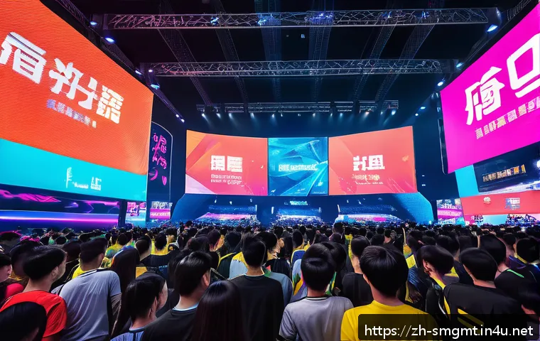 스포츠경영관리사와 스폰서십 ROI 분석 - A dynamic scene of a young, energetic crowd at an esports tournament, featuring a diverse group of s...